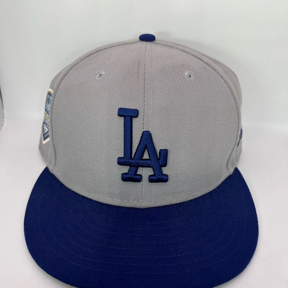 LOS ANGELES DODGERS Baseball New Era 59 FIFTY Fitted Hat Gray/Blue Size 8 MLB